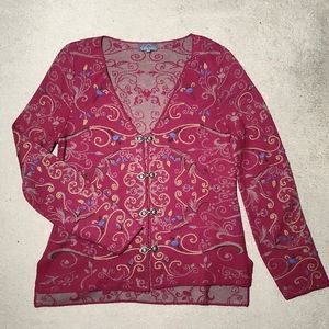 Classic Alpaca sweater pink ilse  Nordic Norway style embroidery hook and clasp